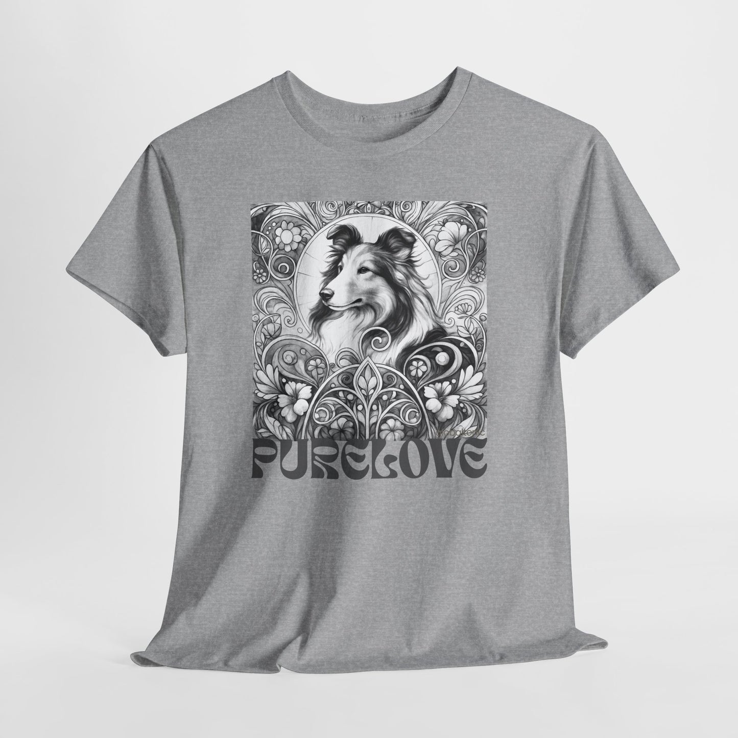Collie Vintage Unisex Cotton Tee for Dog Lovers (Black & White)