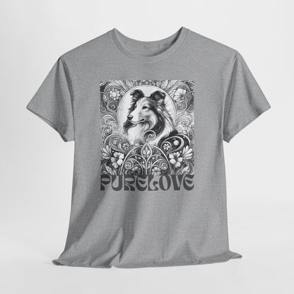Collie Vintage Unisex Cotton Tee for Dog Lovers (Black & White)