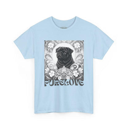 Pug Black Vintage Unisex Cotton Tee for Dog Lovers (Black & White T-Shirt)