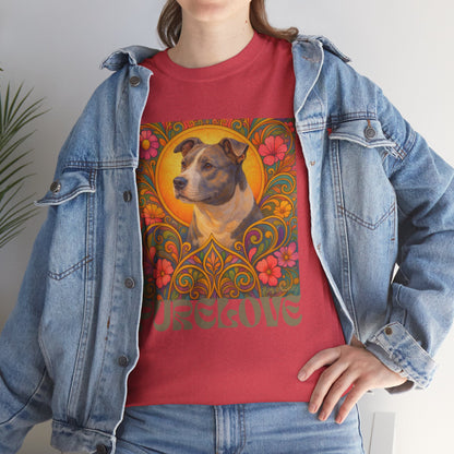 Staffy Grey & White Vintage Graphic T-Shirt – Unisex Cotton Tee for Dog Lovers