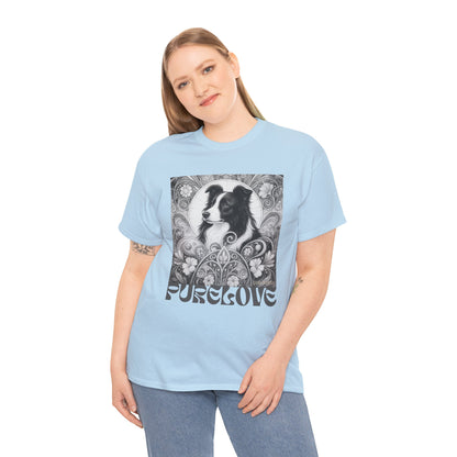 Border Collie Vintage Unisex Cotton Tee for Dog Lovers (Black & White)