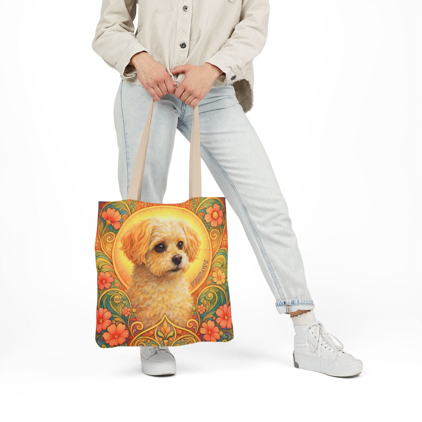 Foxypoo (Foodle) All-Over Print Canvas Tote Bag – Colourful Artistic Dog Lover Gift