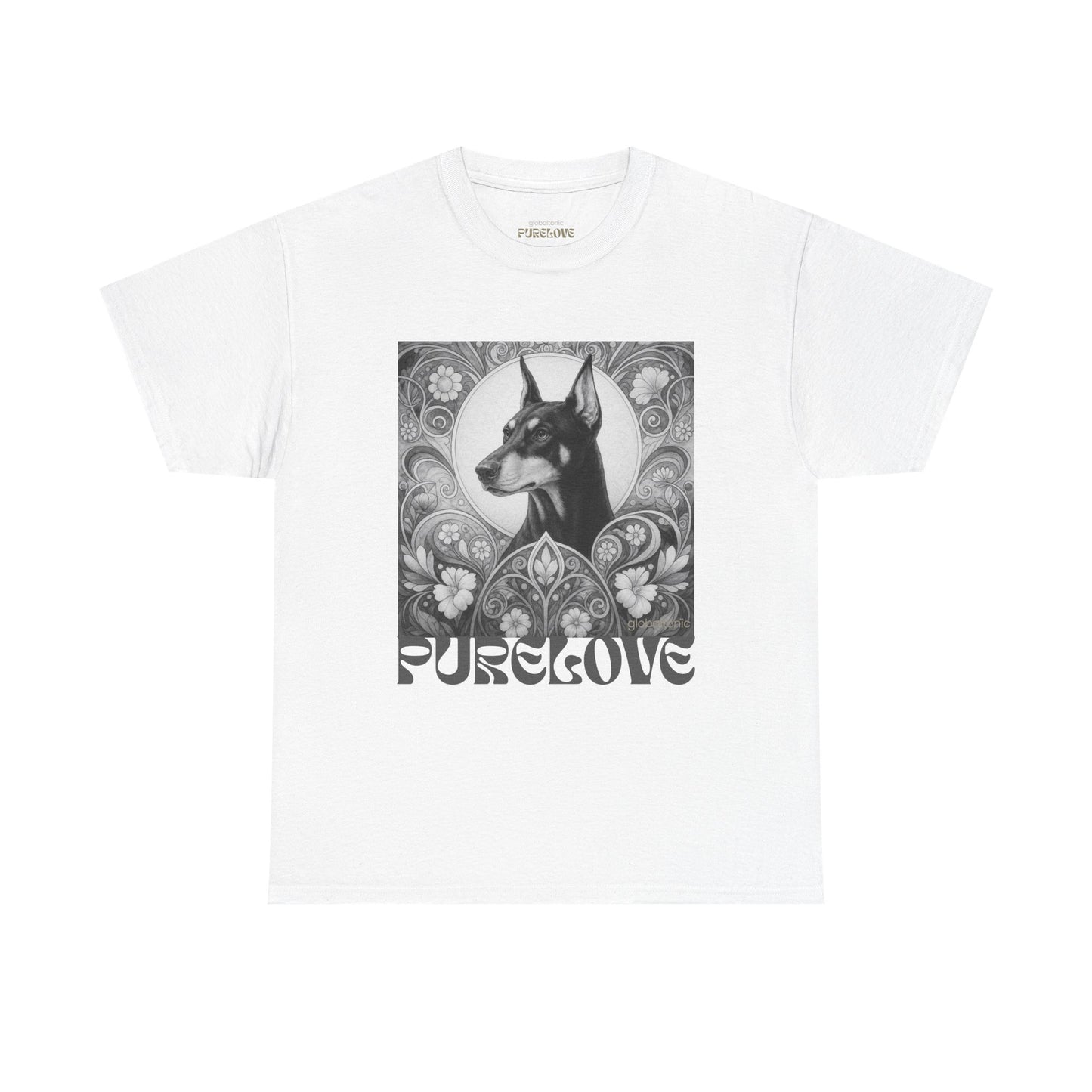 Doberman Vintage Unisex Cotton Tee for Dog Lovers (Black & White)