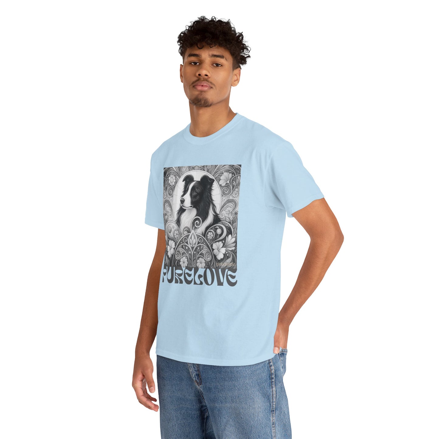 Border Collie Vintage Unisex Cotton Tee for Dog Lovers (Black & White)
