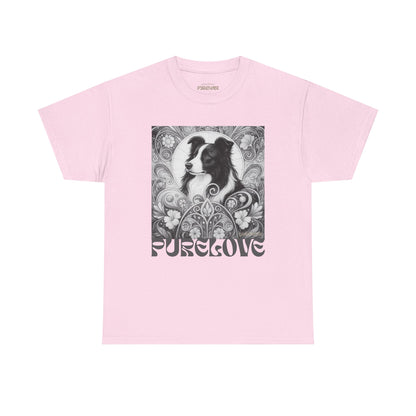 Border Collie Vintage Unisex Cotton Tee for Dog Lovers (Black & White)