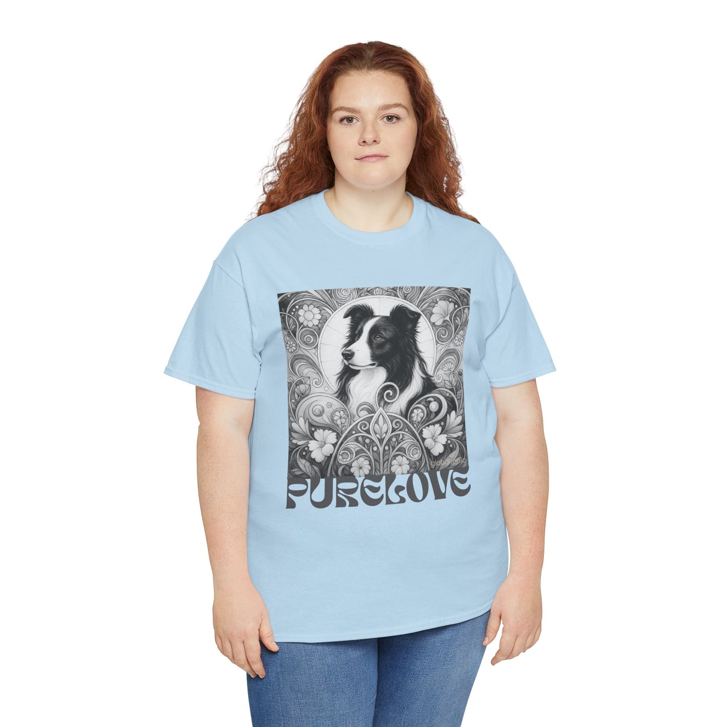 Border Collie Vintage Unisex Cotton Tee for Dog Lovers (Black & White)