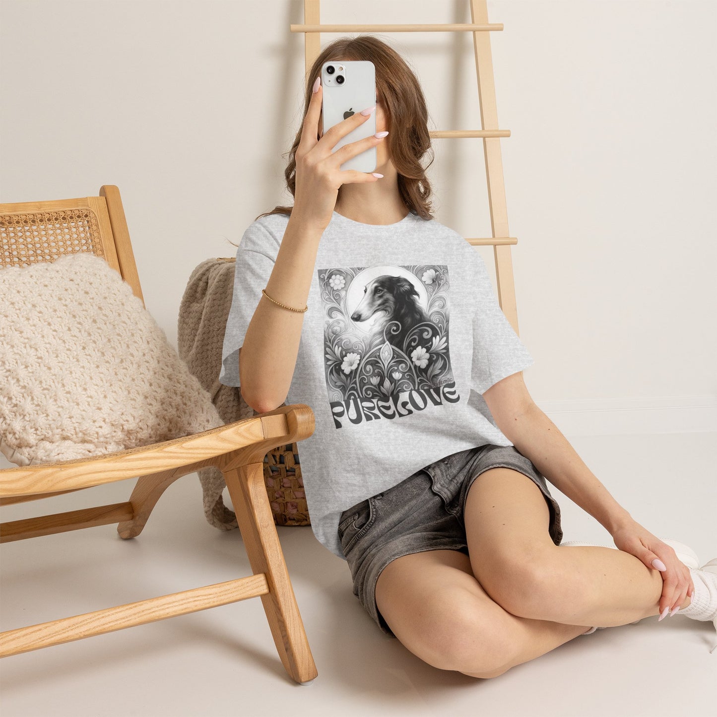 Borzoi Vintage Unisex Cotton Tee for Dog Lovers (Black & White)