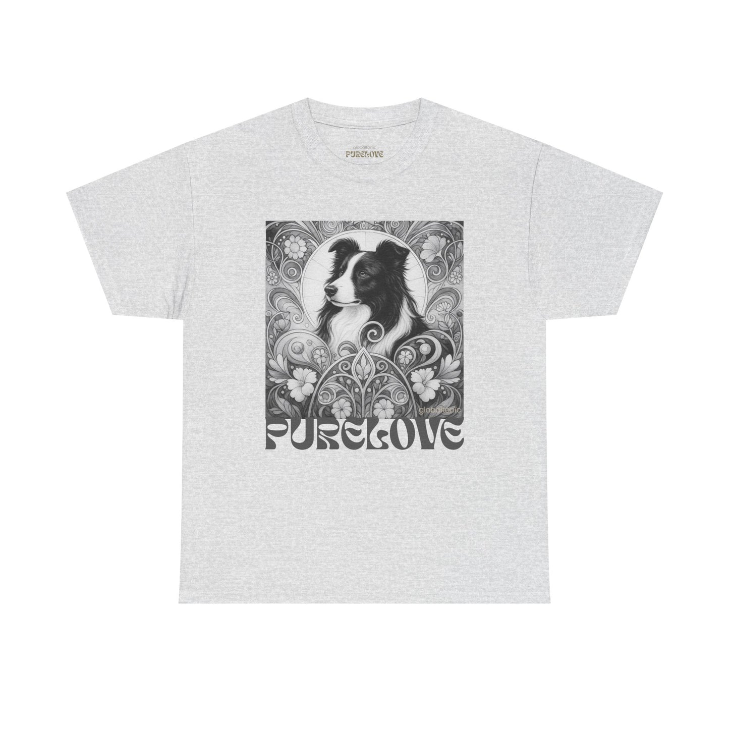 Border Collie Vintage Unisex Cotton Tee for Dog Lovers (Black & White)