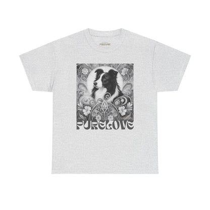 Border Collie Vintage Unisex Cotton Tee for Dog Lovers (Black & White)