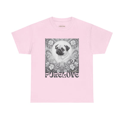 Pug Tan Vintage Unisex Cotton Tee for Dog Lovers (Black & White T-Shirt)