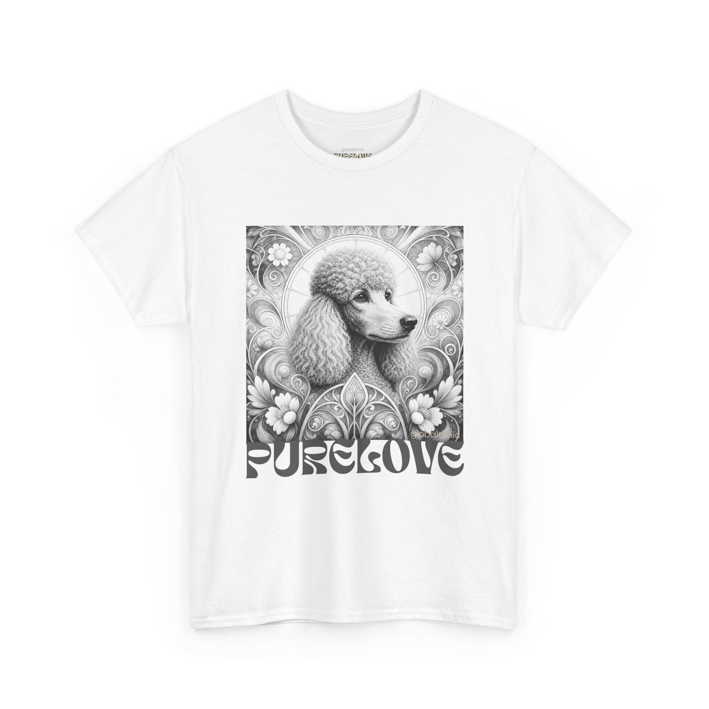 Poodle Grey Vintage Unisex Cotton Tee for Dog Lovers (Black & White)