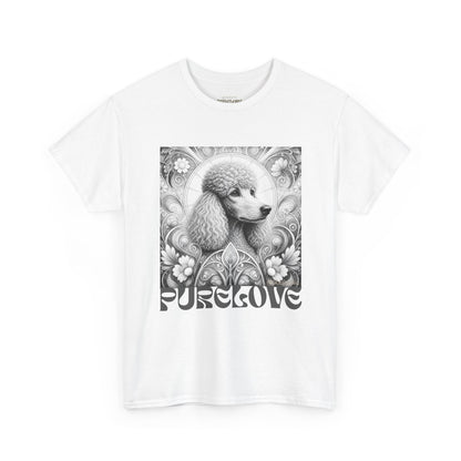 Poodle Grey Vintage Unisex Cotton Tee for Dog Lovers (Black & White)