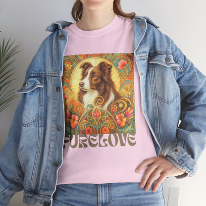 Border Collie (Chocolate & White) Vintage Graphic T-Shirt – Unisex Cotton Tee for Dog Lovers