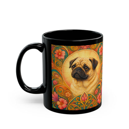 Pug Dog Lover Black Mug – Vintage Pet Themed Cup for Gifts & Home Decor