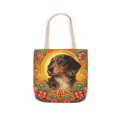 Dachshund Merle Wirehaired All-Over Print Canvas Tote Bag – Colourful Artistic Dog Lover Gift