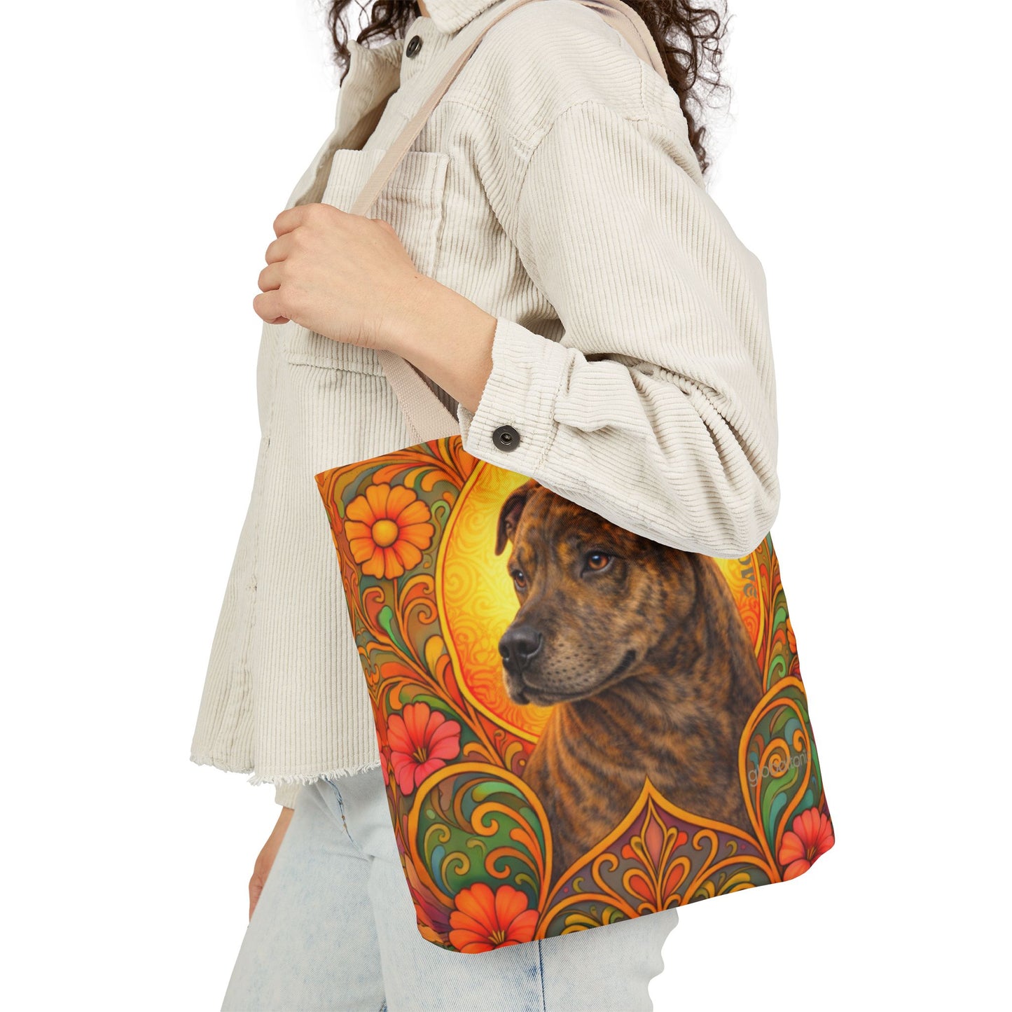 Staffy Brown All-Over Print Canvas Tote Bag – Colourful Artistic Dog Lover Gift