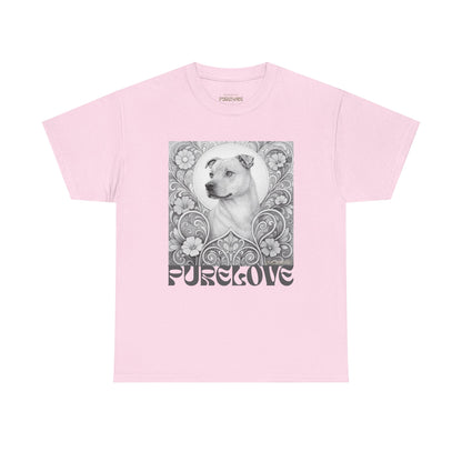 Staffy Tan Vintage Graphic T-Shirt – Unisex Cotton Tee for Dog Lovers (Black & White)