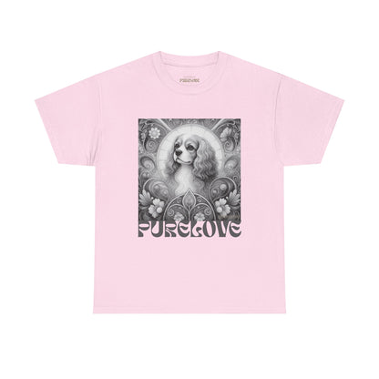 Cavalier King Charles Spaniel Vintage Unisex Cotton Tee for Dog Lovers (Black & White)