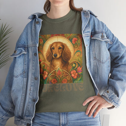 Dachshund Tan Longhair Vintage Graphic T-Shirt – Unisex Cotton Tee for Dog Lovers
