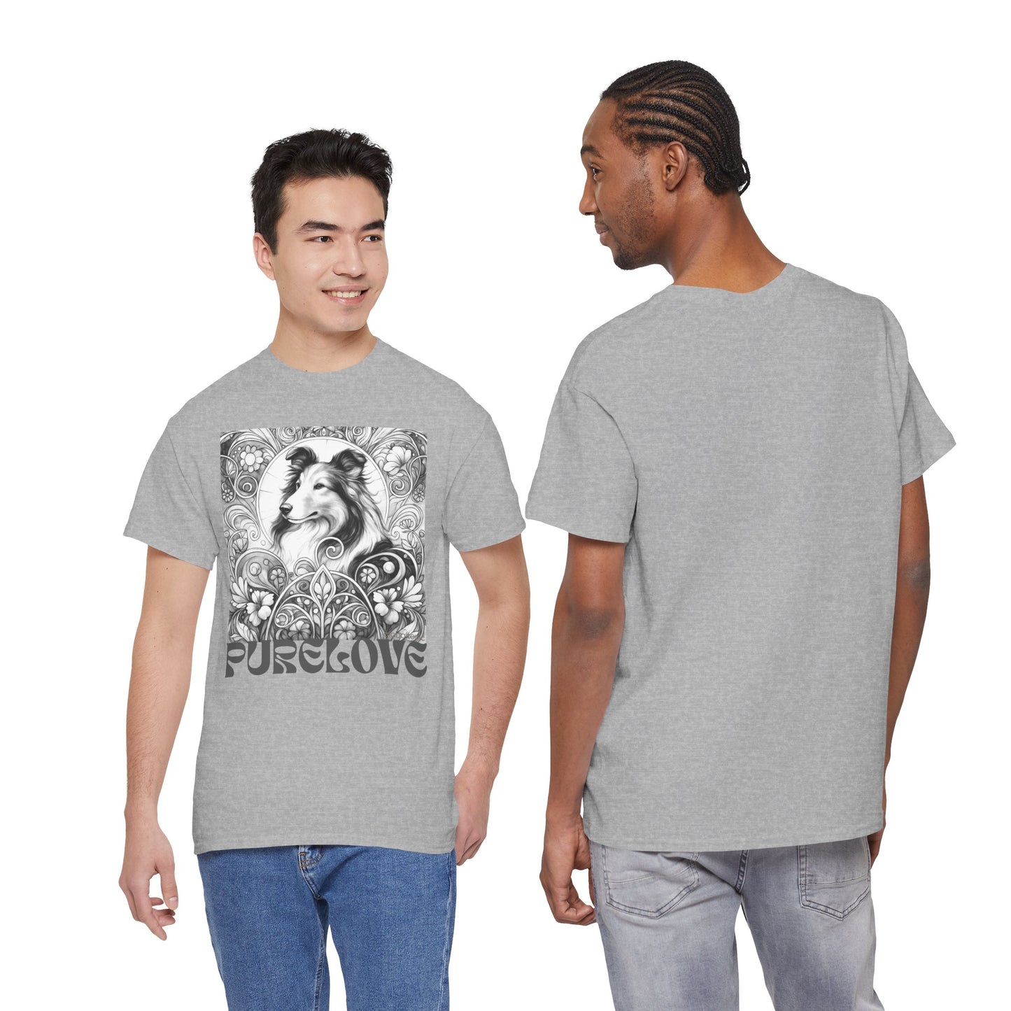 Collie Vintage Unisex Cotton Tee for Dog Lovers (Black & White)