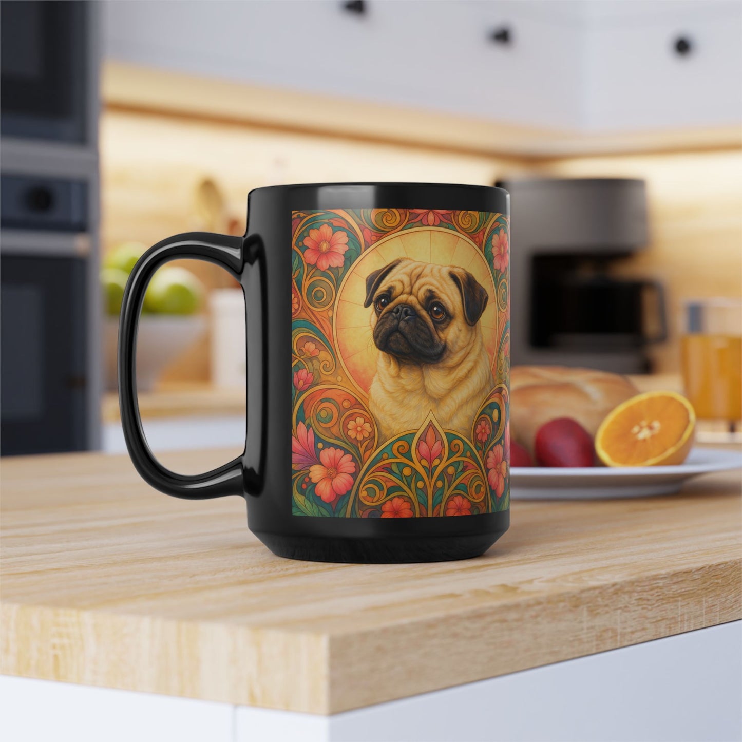 Pug Dog Lover Black Mug – Vintage Pet Themed Cup for Gifts & Home Decor