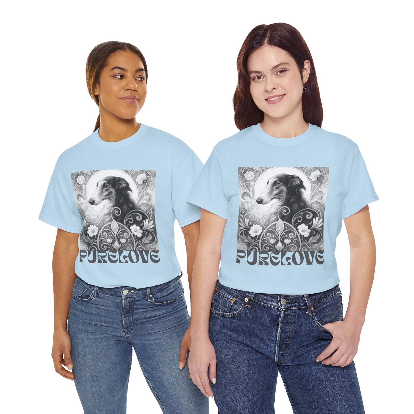Borzoi Vintage Unisex Cotton Tee for Dog Lovers (Black & White)