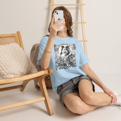 Collie Vintage Unisex Cotton Tee for Dog Lovers (Black & White)