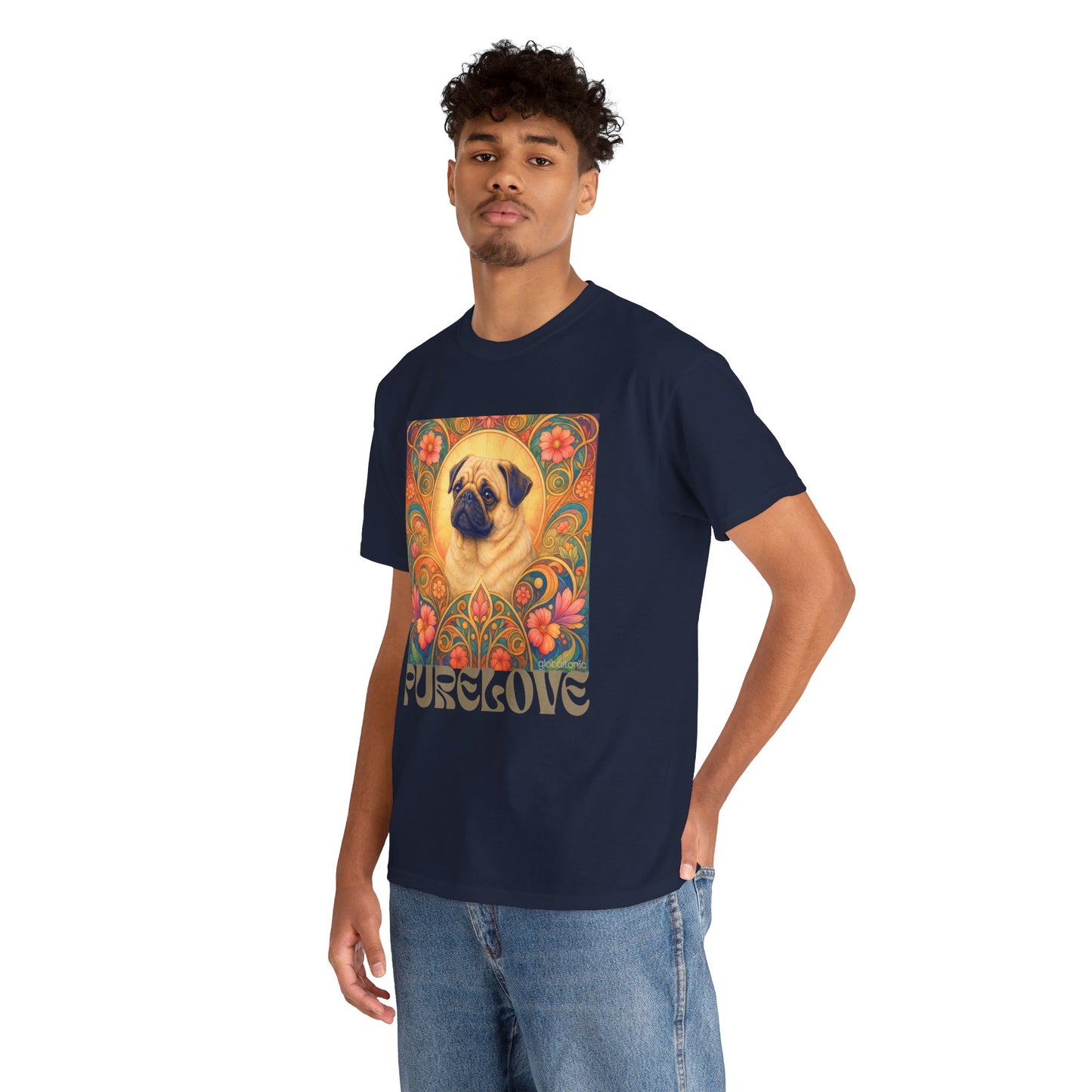 Pug Tan Vintage Graphic T-Shirt – Unisex Cotton Tee for Dog Lovers