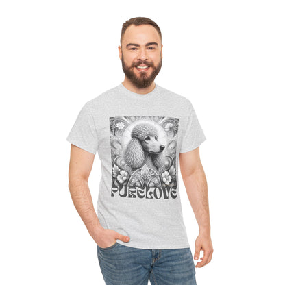 Poodle Grey Vintage Unisex Cotton Tee for Dog Lovers (Black & White)