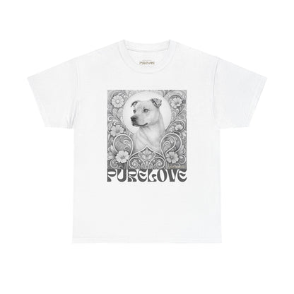 Staffy Tan Vintage Graphic T-Shirt – Unisex Cotton Tee for Dog Lovers (Black & White)