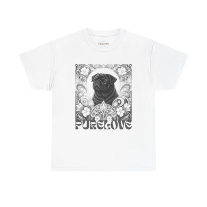 Pug Black Vintage Unisex Cotton Tee for Dog Lovers (Black & White T-Shirt)
