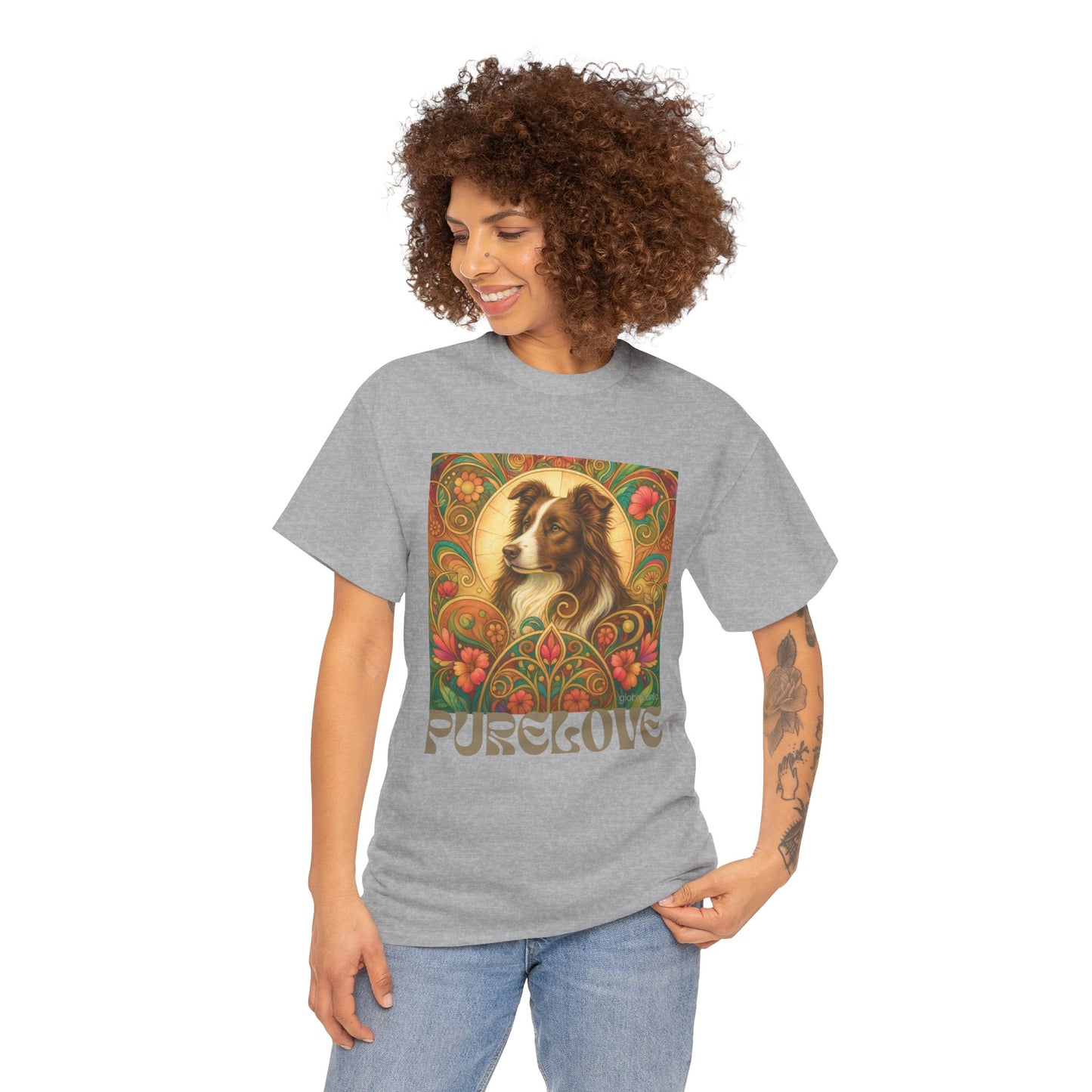 Border Collie (Chocolate & White) Vintage Graphic T-Shirt – Unisex Cotton Tee for Dog Lovers