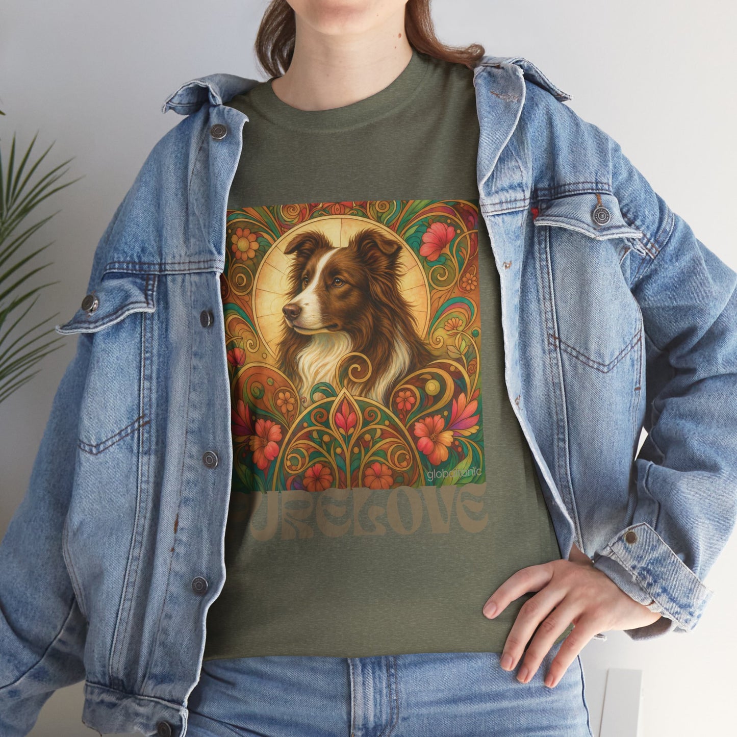 Border Collie (Chocolate & White) Vintage Graphic T-Shirt – Unisex Cotton Tee for Dog Lovers
