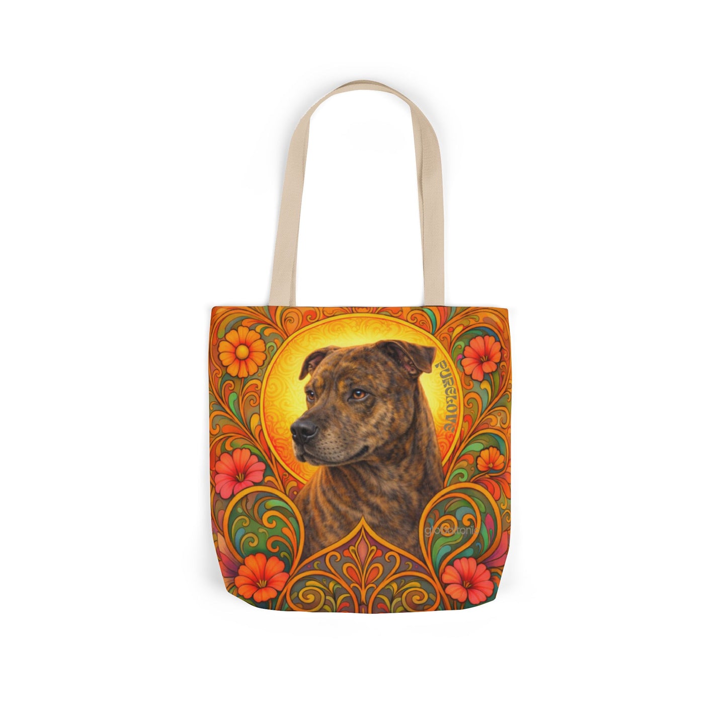 Staffy Brown All-Over Print Canvas Tote Bag – Colourful Artistic Dog Lover Gift