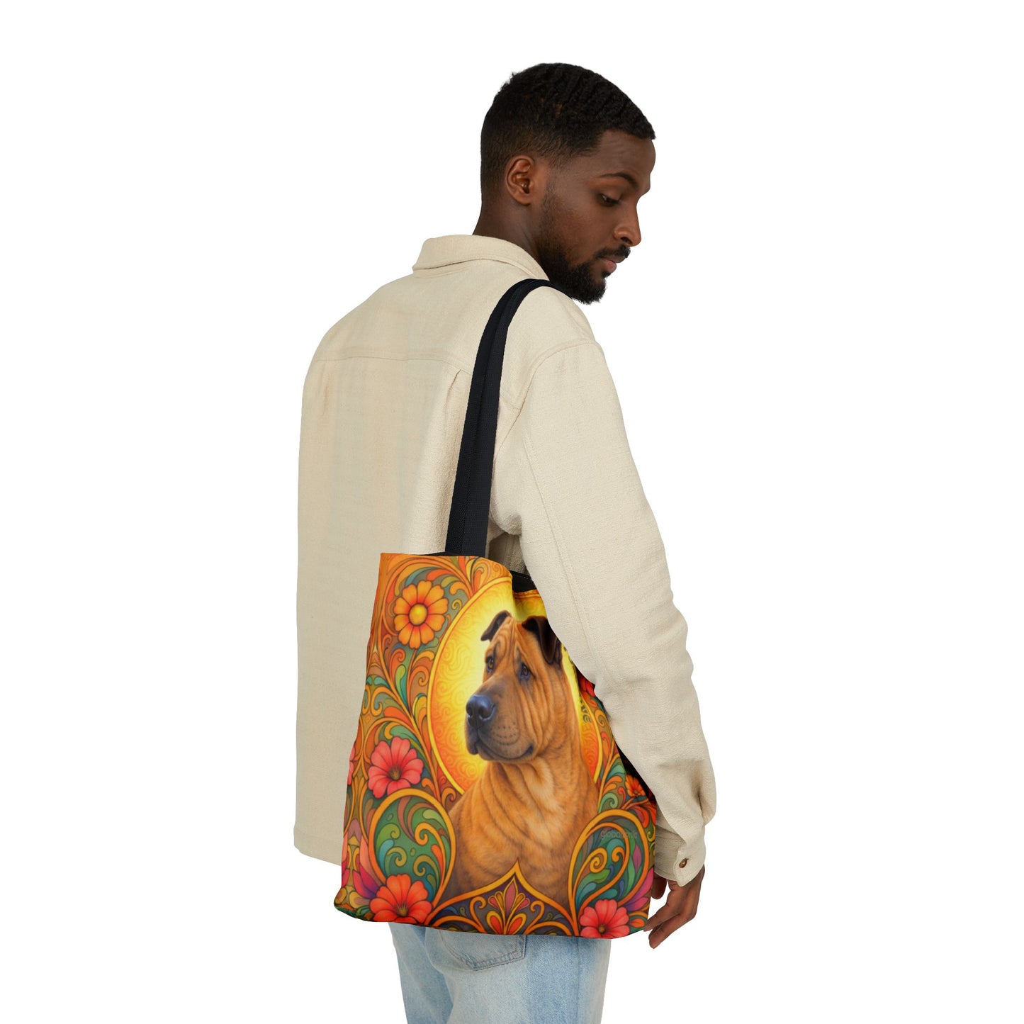 Shar Pei All-Over Print Canvas Tote Bag – Colourful Artistic Dog Lover Gift