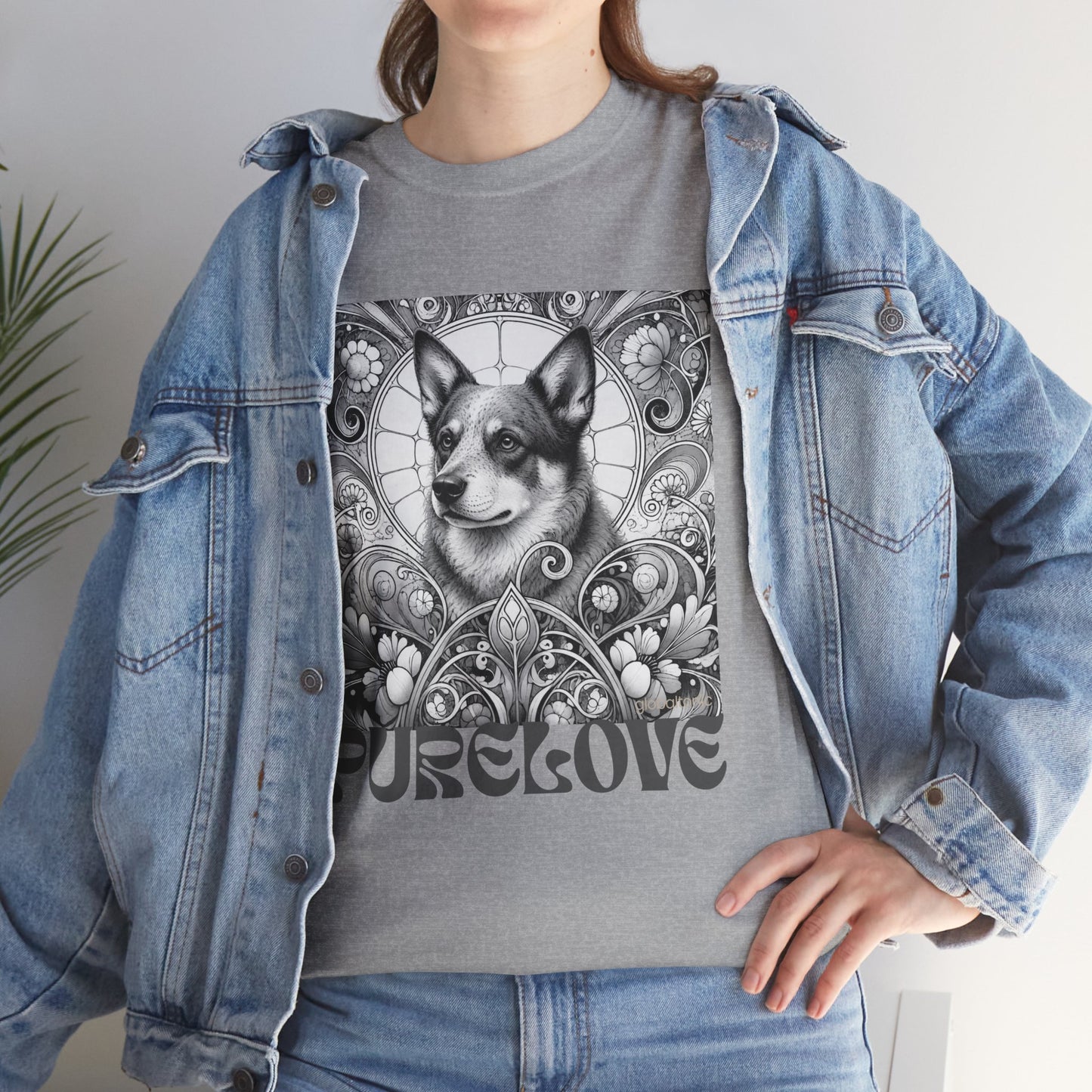 Australian Blue Heeler Vintage Unisex Cotton Tee for Dog Lovers (Black & White)