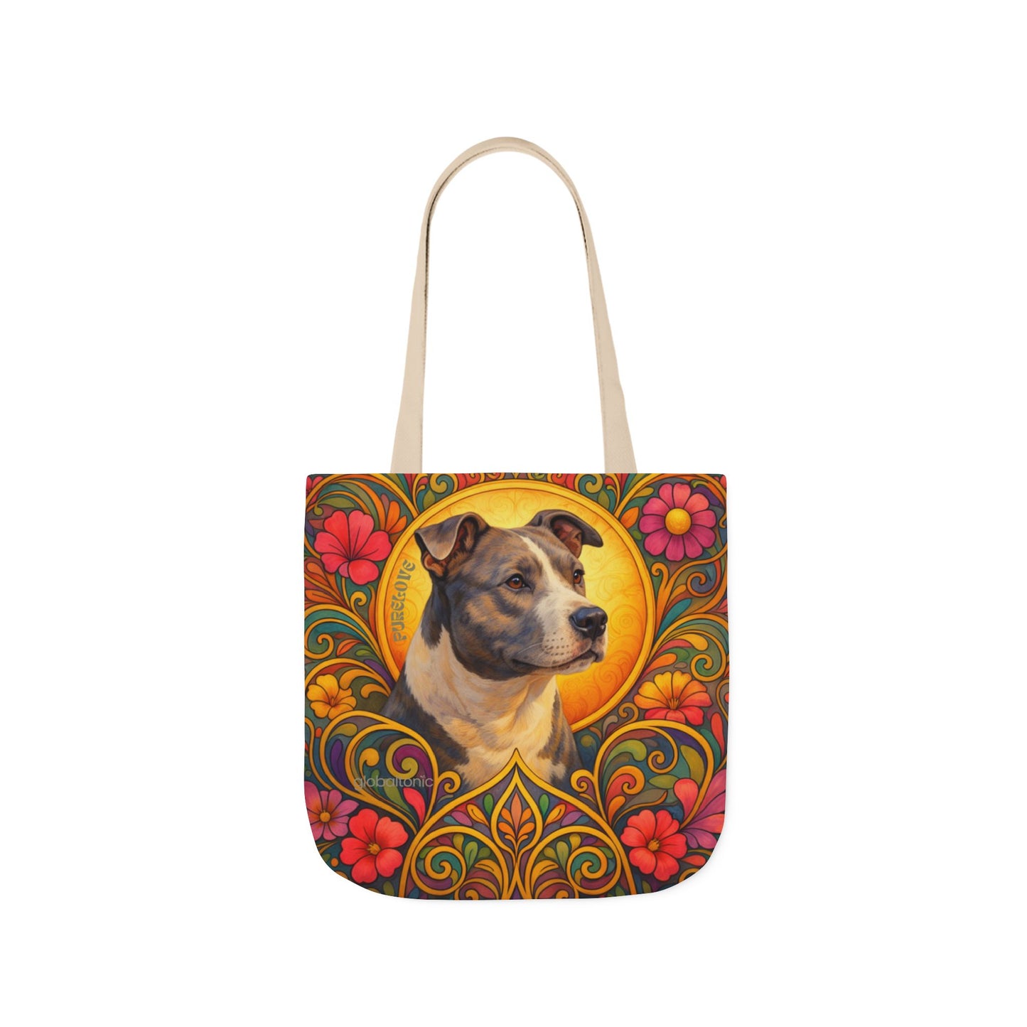 Staffy Grey & White All-Over Print Canvas Tote Bag – Colourful Artistic Dog Lover Gift