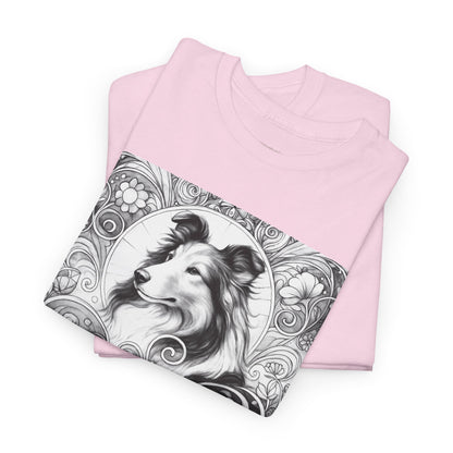 Collie Vintage Unisex Cotton Tee for Dog Lovers (Black & White)