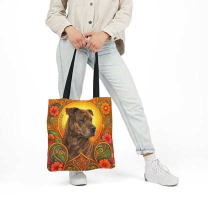 Staffy Brown All-Over Print Canvas Tote Bag – Colourful Artistic Dog Lover Gift