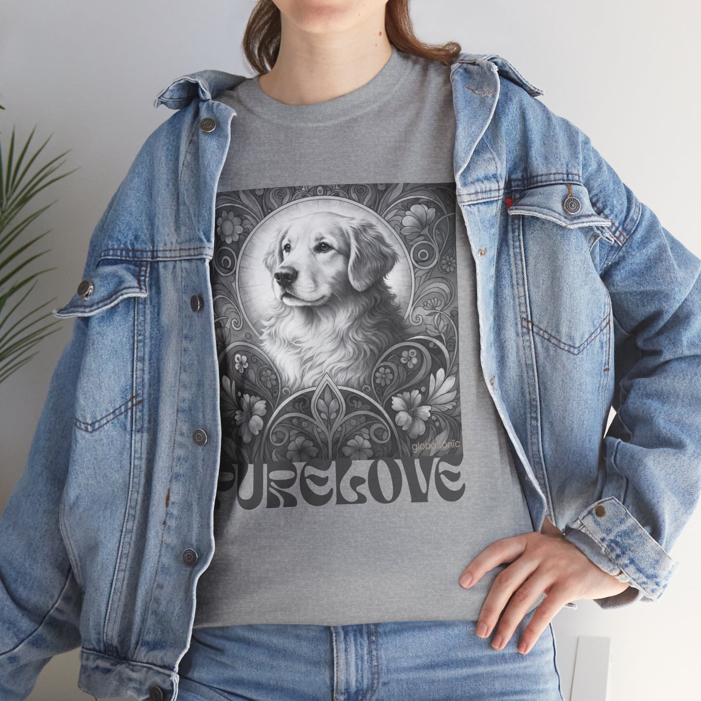 Golden Retriever Vintage Unisex Cotton Tee for Dog Lovers (Black & White)