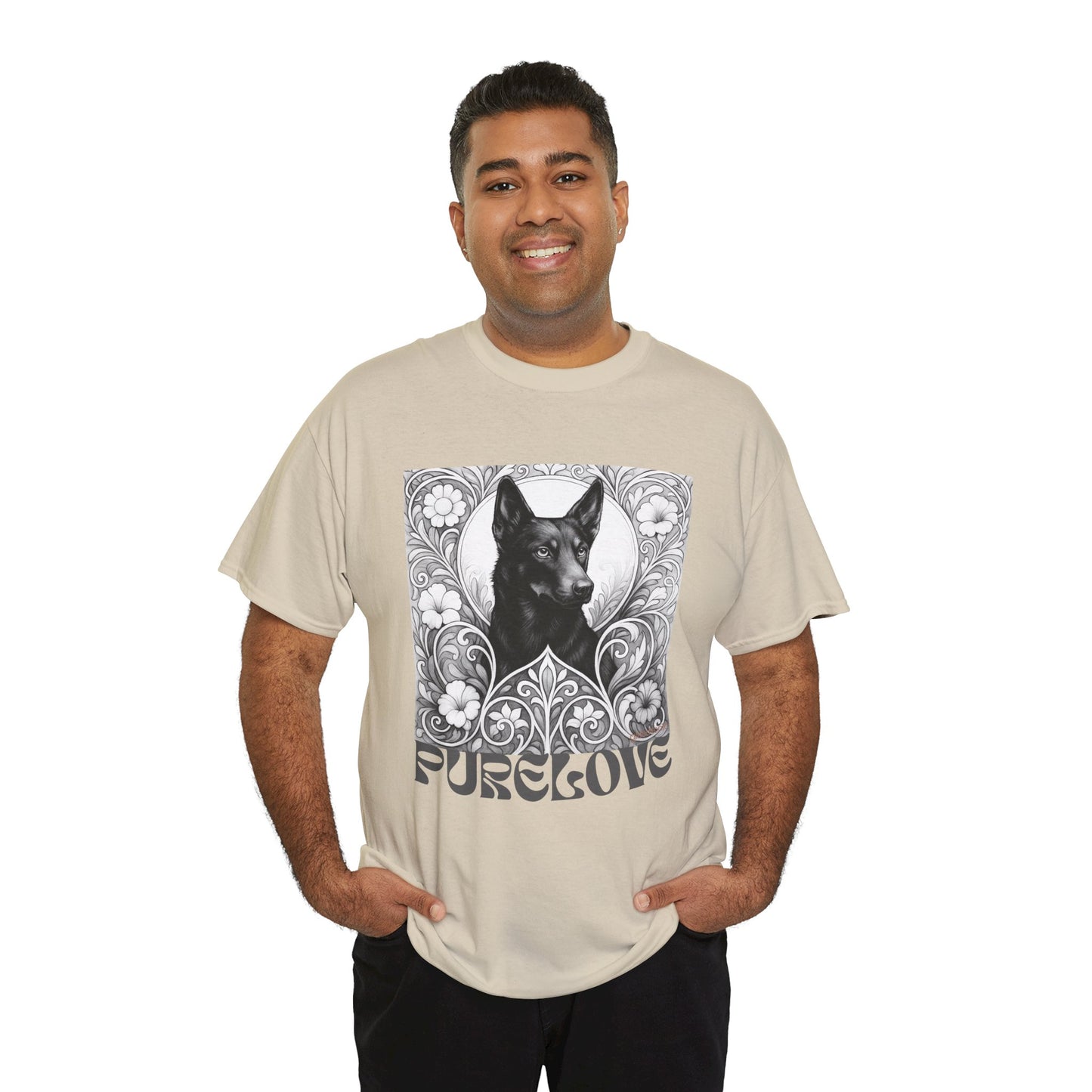Kelpie Black Vintage Unisex Cotton Tee for Dog Lovers (Black & White)