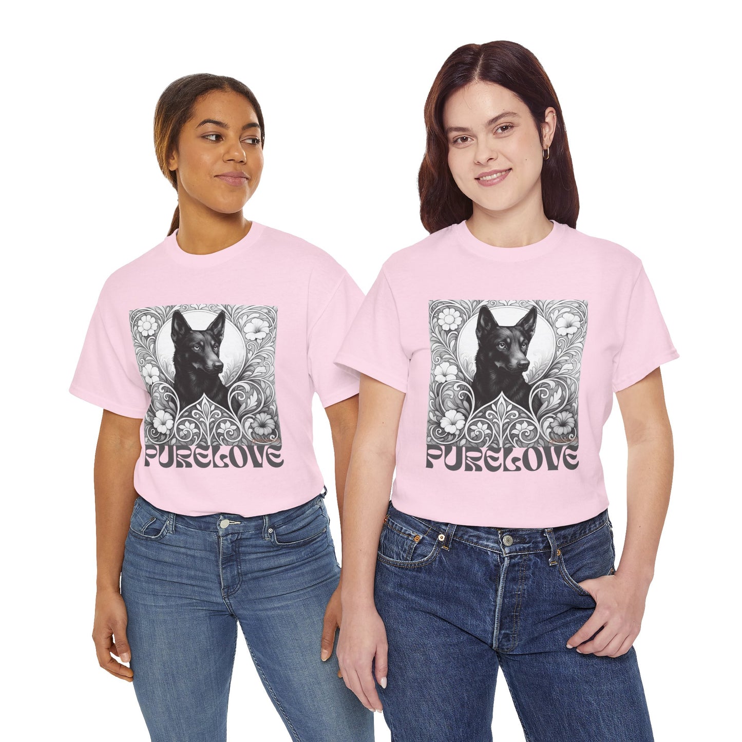 Kelpie Black Vintage Unisex Cotton Tee for Dog Lovers (Black & White)