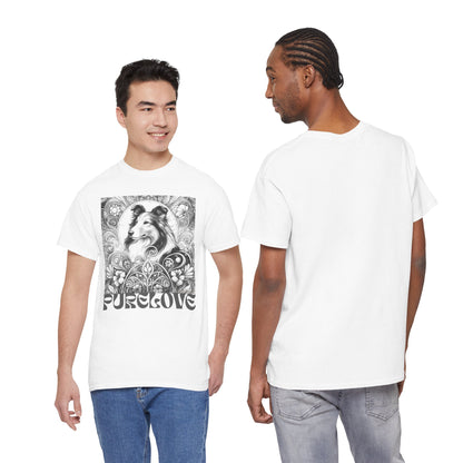 Collie Vintage Unisex Cotton Tee for Dog Lovers (Black & White)