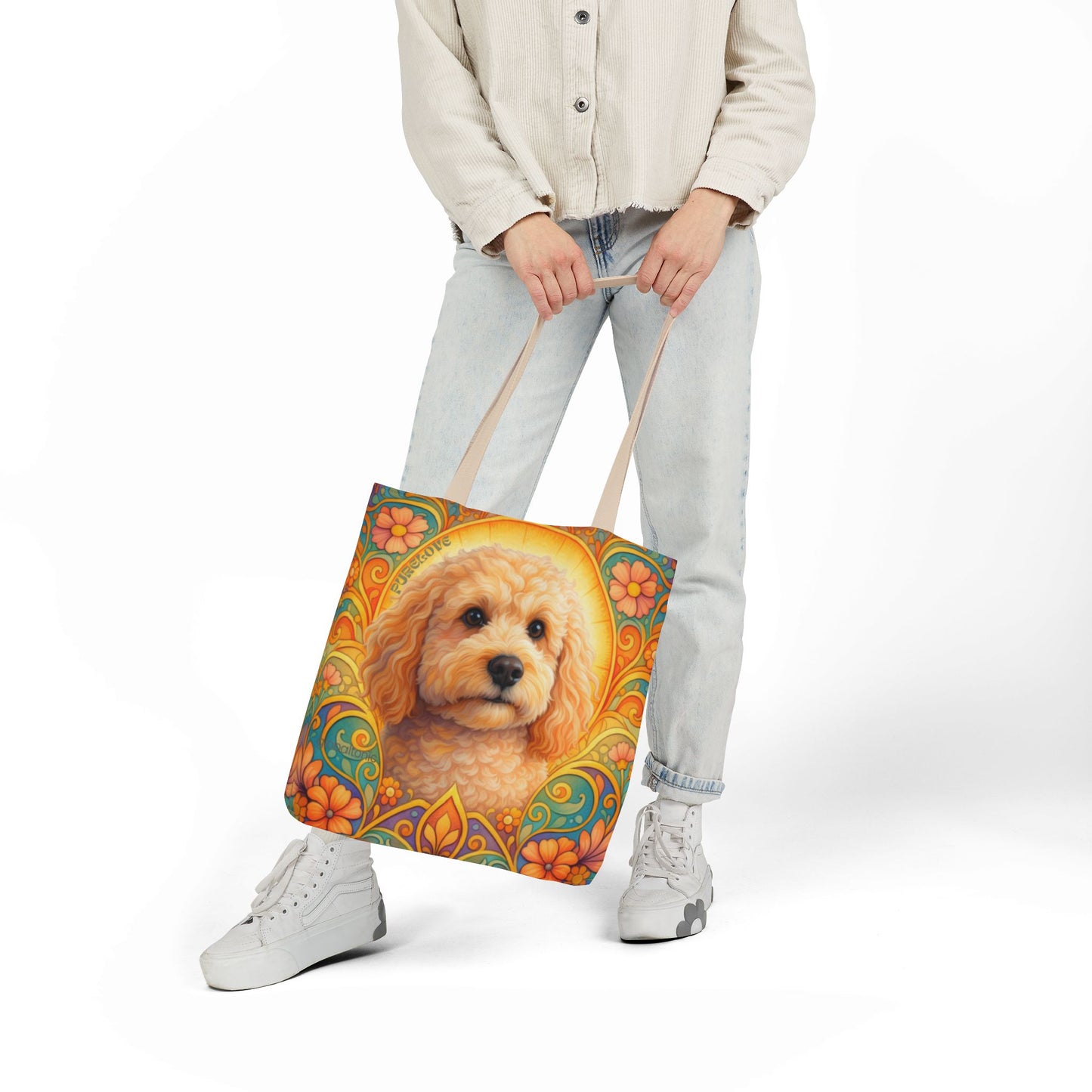 Goldendoodle (Groodle) All-Over Print Canvas Tote Bag – Colourful Artistic Dog Lover Gift