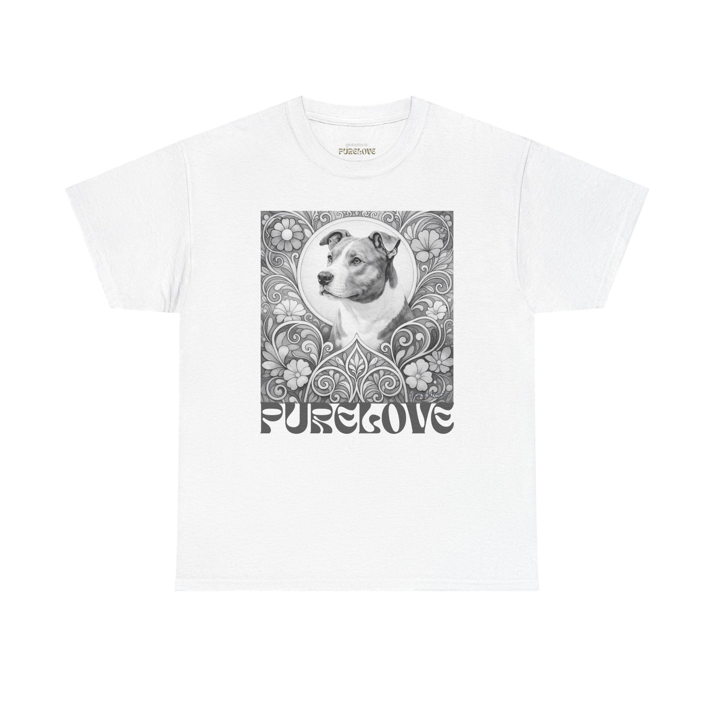 Staffy Grey & White Vintage Unisex Cotton Tee for Dog Lovers (Black & White T-Shirt)