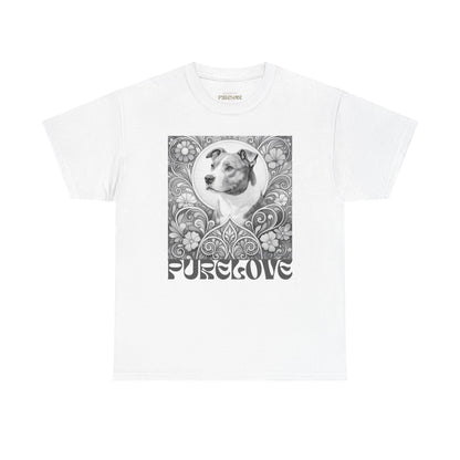 Staffy Grey & White Vintage Unisex Cotton Tee for Dog Lovers (Black & White T-Shirt)
