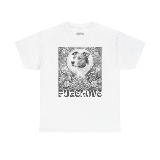 Staffy Grey & White Vintage Unisex Cotton Tee for Dog Lovers (Black & White T-Shirt)
