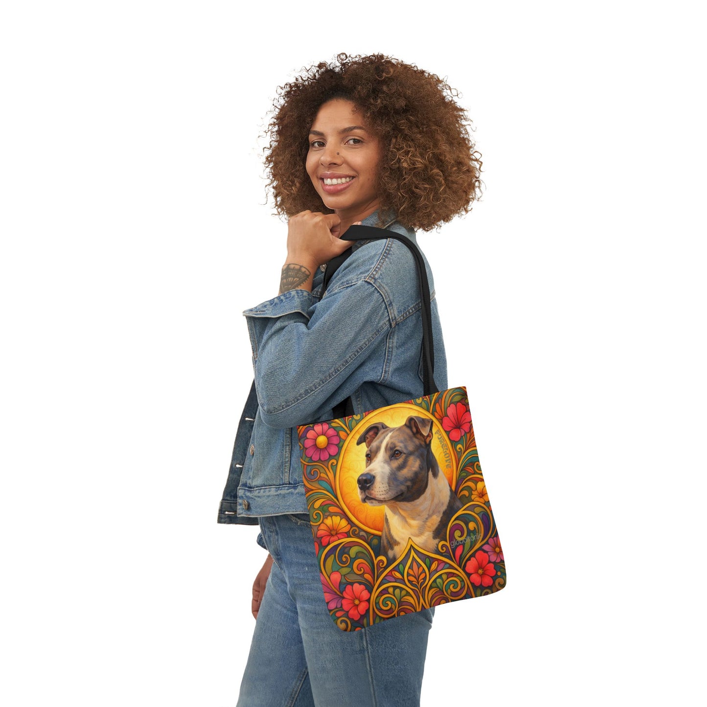 Staffy Grey & White All-Over Print Canvas Tote Bag – Colourful Artistic Dog Lover Gift