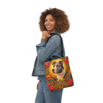 Staffy Grey & White All-Over Print Canvas Tote Bag – Colourful Artistic Dog Lover Gift