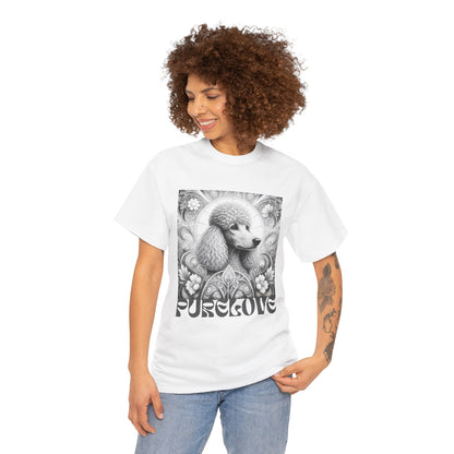 Poodle Grey Vintage Unisex Cotton Tee for Dog Lovers (Black & White)